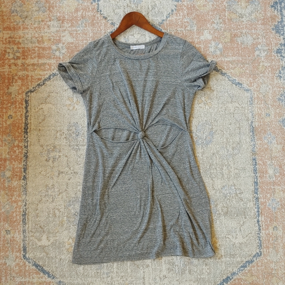 Gray Knotted T-Shirt Dress